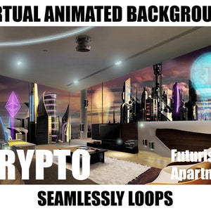 ANIMATED VIRTUAL BACKGROUND | Crypto Apartment | Instant Digital Download