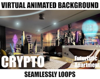 ANIMATED VIRTUAL BACKGROUND | Crypto Apartment | Instant Digital Download
