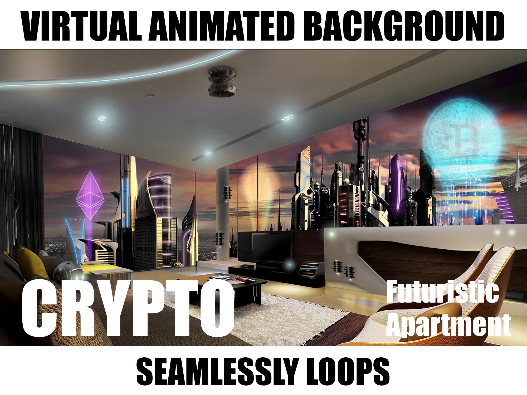 ANIMATED VIRTUAL BACKGROUND | Crypto Apartment | Instant Digital Download -  Etsy
