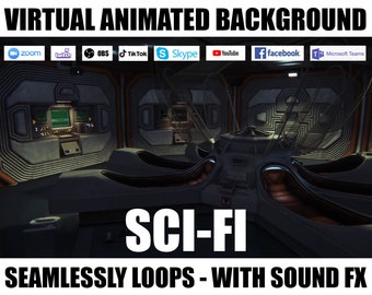 ANIMATED VIRTUAL BACKGROUND | Sci-fi Spaceship Interior | Instant Digital Download