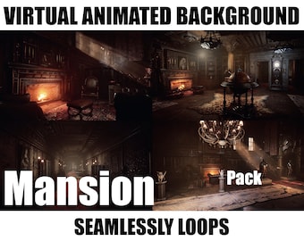 ANIMATED VIRTUAL BACKGROUND | Mansion Pack | Instant Digital Download