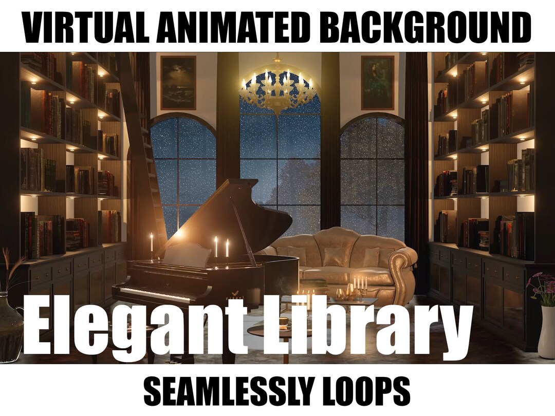 Virtual Library Gif ANIMATED VIRTUAL BACKGROUND | Elegant Library | Instant Digital ...