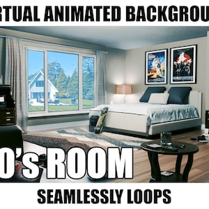 ANIMATED VIRTUAL BACKGROUND | 80&#39;s Teen Room | Instant Digital Download