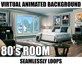 ANIMATED VIRTUAL BACKGROUND | 80's Teen Room | Instant Digital Download