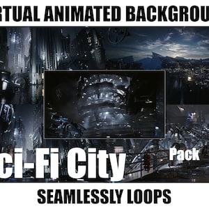 ANIMATED VIRTUAL BACKGROUND | SciFi City Pack | Instant Digital Download