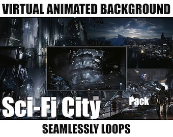 ANIMATED VIRTUAL BACKGROUND | SciFi City Pack | Instant Digital Download