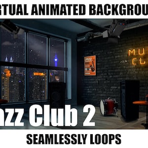 ANIMATED VIRTUAL BACKGROUND | Jazz Club 2 | Instant Digital Download