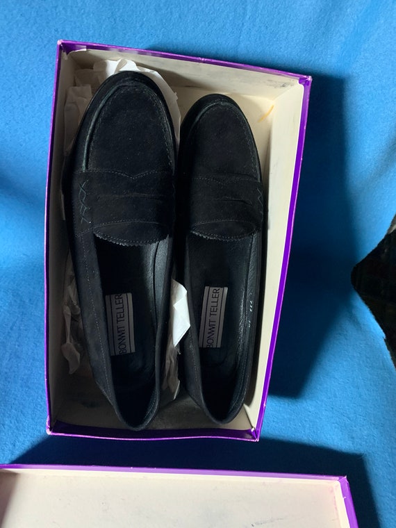 Bonwit Teller Penny Black Suede Loafers - image 6