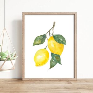 Printable art print - lemon watercolour painting print, fruit art print, lemon art print, kitchen decor