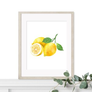 Printable art print - lemon watercolour painting print, fruit art print, lemon art print