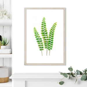 Printable art print - Button Fern watercolour painting, botanical painting, green leaf print, green home decor