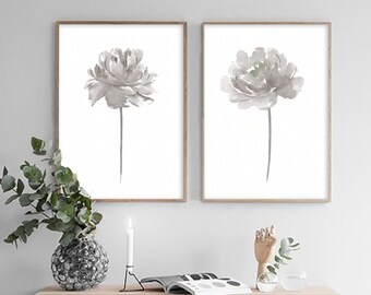 Peony Set of 2 Print Printable Art INSTANT DOWNLOAD Modern - Etsy
