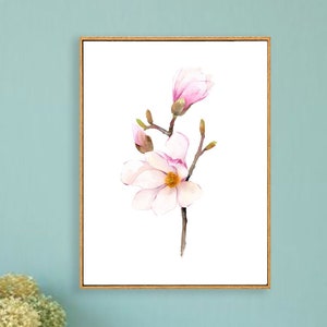 Printable art print - watercolour painting print, magnolia painting, flower painting digital print