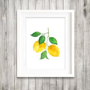 Printable art print - lemon watercolour painting print, fruit art print, lemon art print