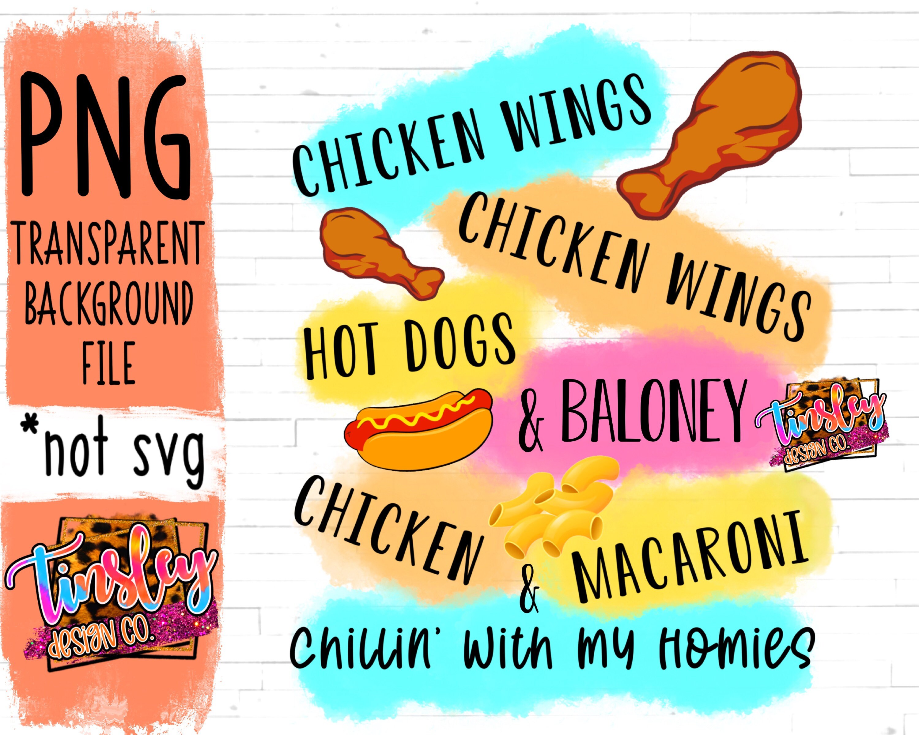 Chicken wing hot dogs and bologna baloney song chillin with my Etsy