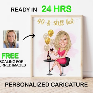 Custom 40th Birthday Caricature Gift: Unique Milestone Keepsake