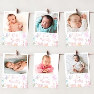 Under the Sea First Year Photo Banner Corjl Instant Download, 1st Birthday Milestone Photos, First Year Monthly, Oneder the Sea Girl Bunting