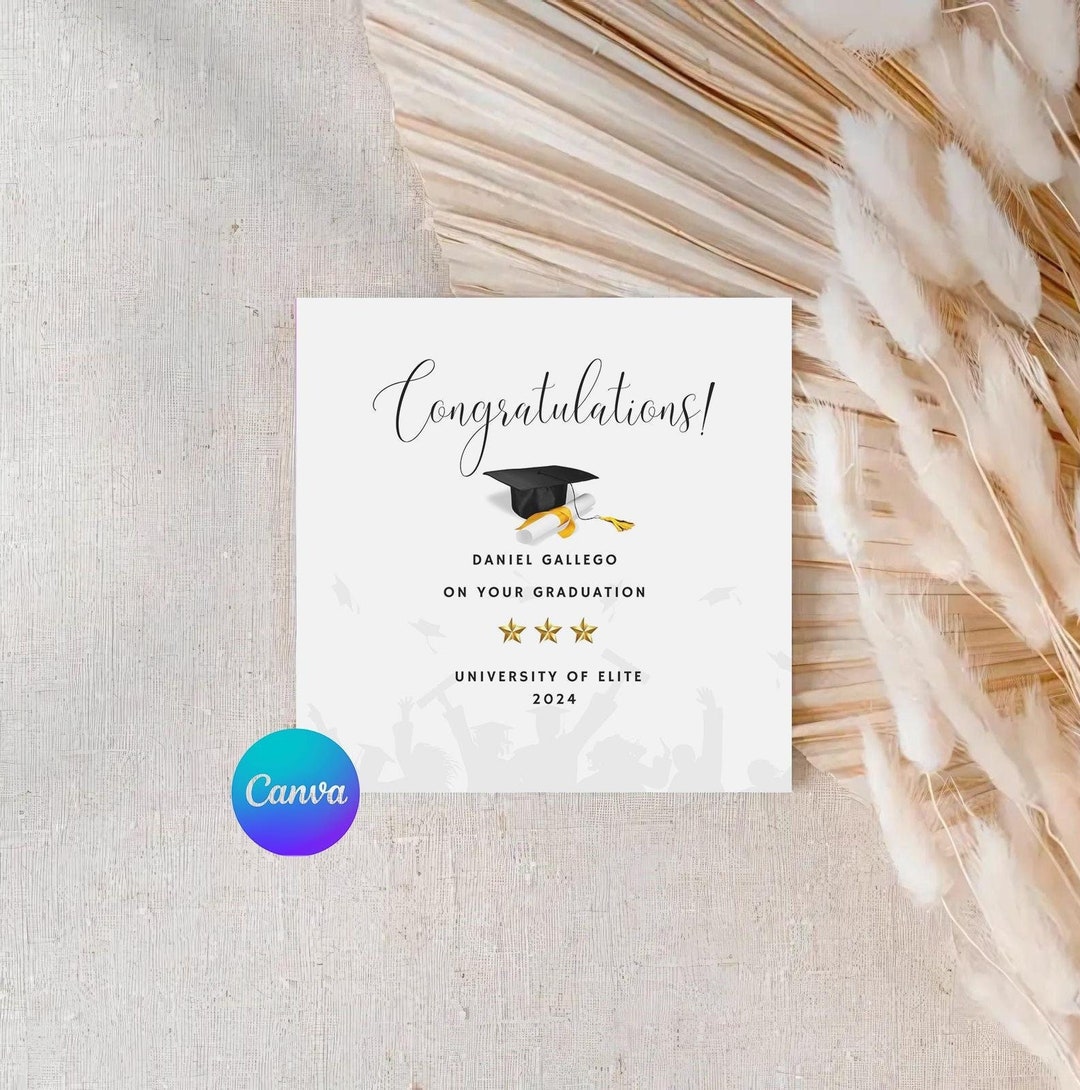 Personalized Graduation Card: Canva Editable Congratulations Gift ...