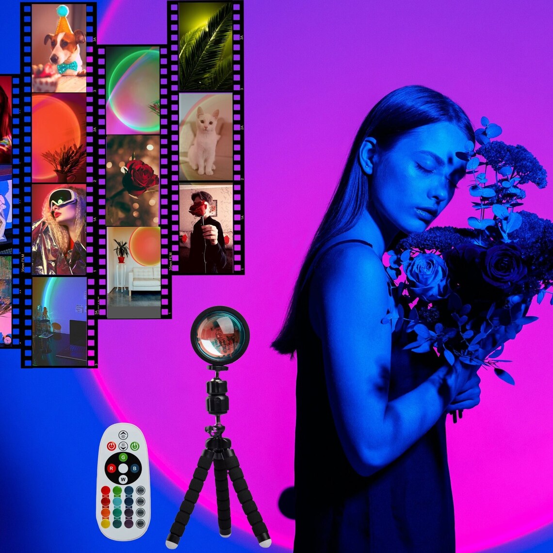 Solset Sunset Lamp Projector With Flexible Tripod. 360 Deg Etsy