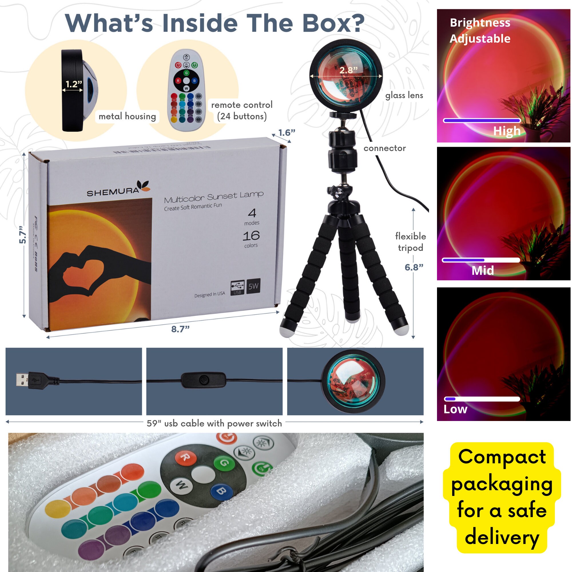 Solset Sunset Lamp Projector With Flexible Tripod. 360 Deg Etsy