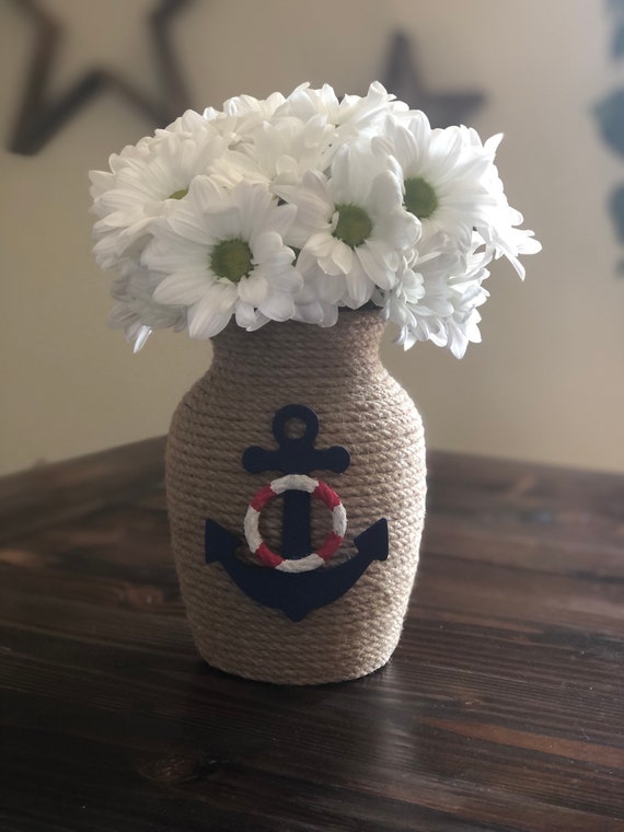 Nautical Flower Vase/nautical Centerpiece/ Nautical Party Decor/beach  Decor/boat Decor/ocean 