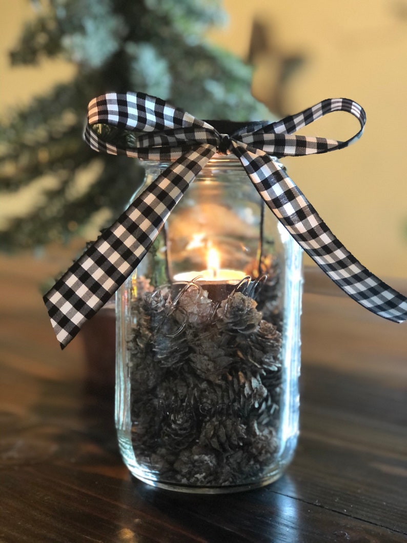Mason jar lantern centerpieces/Pine cone/Rustic Etsy