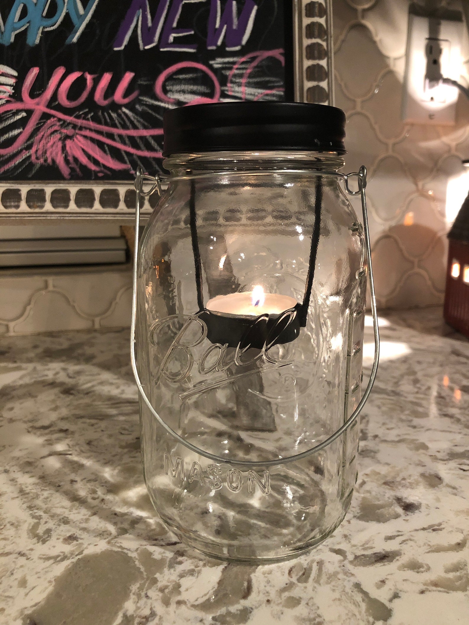 Mason Jar Candle Lantern/home Decor/candle/mason Jar/wire Etsy