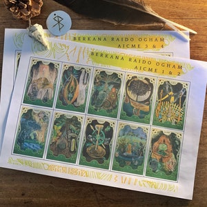 DIGITAL (2.8 inch Tall) BerkanaRaido Original Designed Mini Ogham Deck Printable Featuring all 20 Cards  of the FOUR AICME