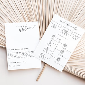 Wedding Timeline Template Download, Minimalist, Modern Timeline of Events, Wedding Itinerary for your welcome bag for bridal party.