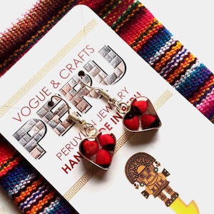 Good luck Earrings, Peruvian “Huayruro” Earrings, Red&Black Pendants, Drop Earrings, Handmade spiritual earrings VALENTINE'S GIFT!