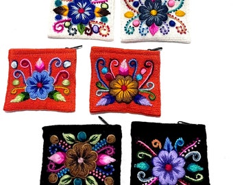Hand Embroidered Coin Purse: Peruvian Floral Wallet, Hispanic Month!