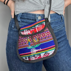 Handmade Peruvian Crossbody Bag: Ethnic Boho Woven Purse, Travel Bag