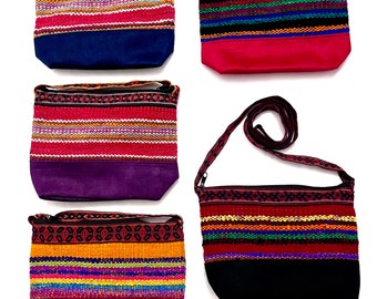 Peruvian bag, Crossbody Handmade Gamuza Leather and Manta Bag,  Woven manta and leather Bag, Manta Purse, MOTHER'S Day SALE!