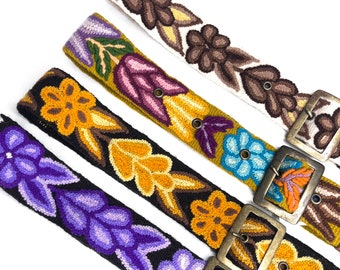 Boho Belt w/ embroidered flowers, Peruvian Hand-Embroidered belt for women, Gift for her, Easter FREE GIFT!