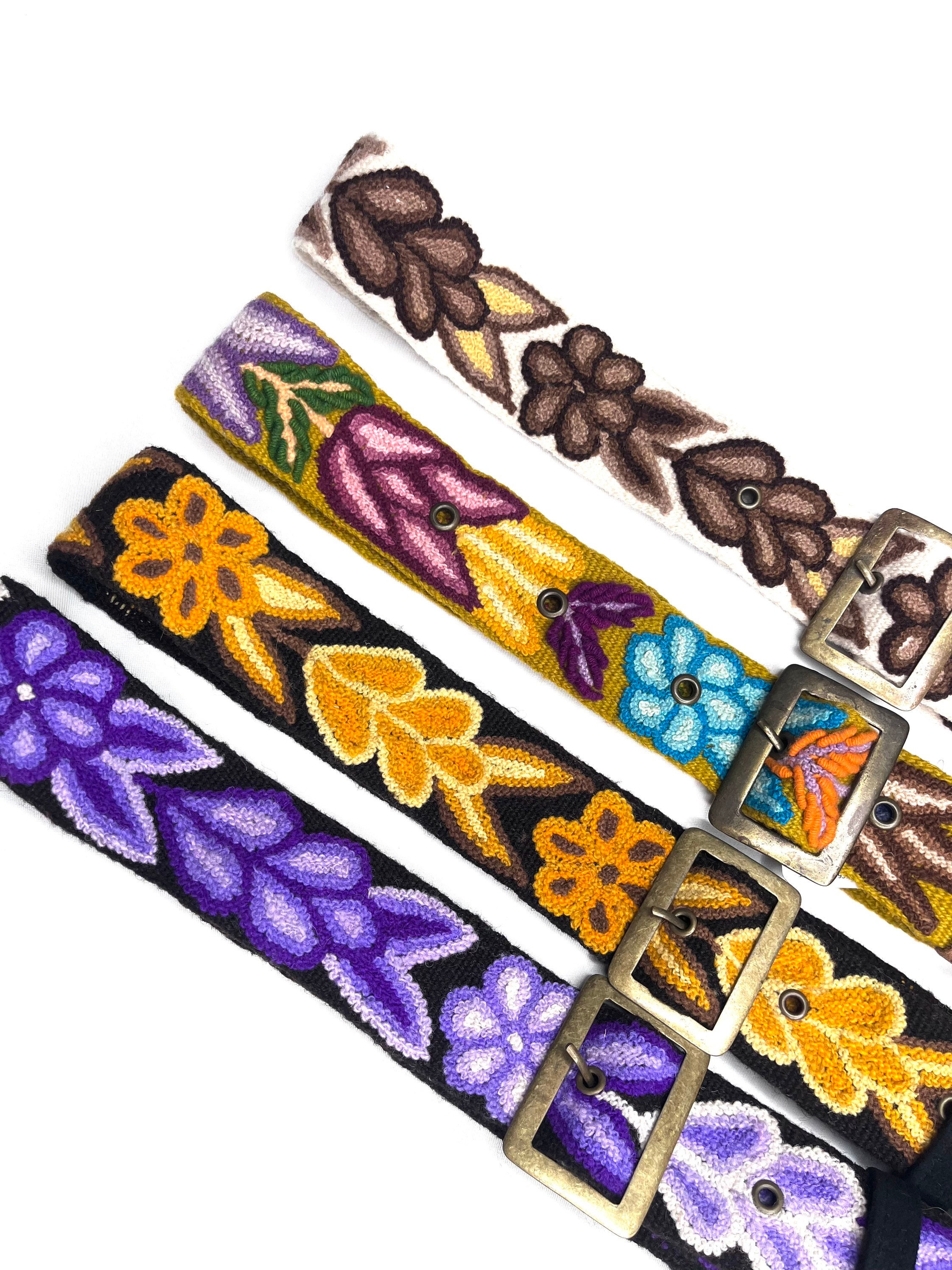 Vintage Boho Peruvian Embroidered Belt Peruvian Hand Embroidered Belt , Wool Belt, Statement Belt  main image 3
