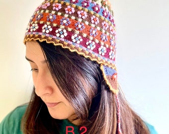 Peruvian Earflaps Hat, Hand woven Alpaca hat, Winter hat with ethnic design, Winter beanie, Get a FREE ITEM!