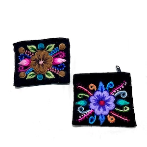 Porte-monnaie bohème, porte-cartes brodé à la main. Porte-monnaie ethnique fleurs colorées, portefeuille brodé péruvien, BONNE FÊTE DES PÈRES !