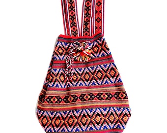 Peruvian Boho Woven Backpack NEW from Puerto Rico Artesanias Mr Pinzon Mexican Woven Backpack Indian Bag Pink  main image 3