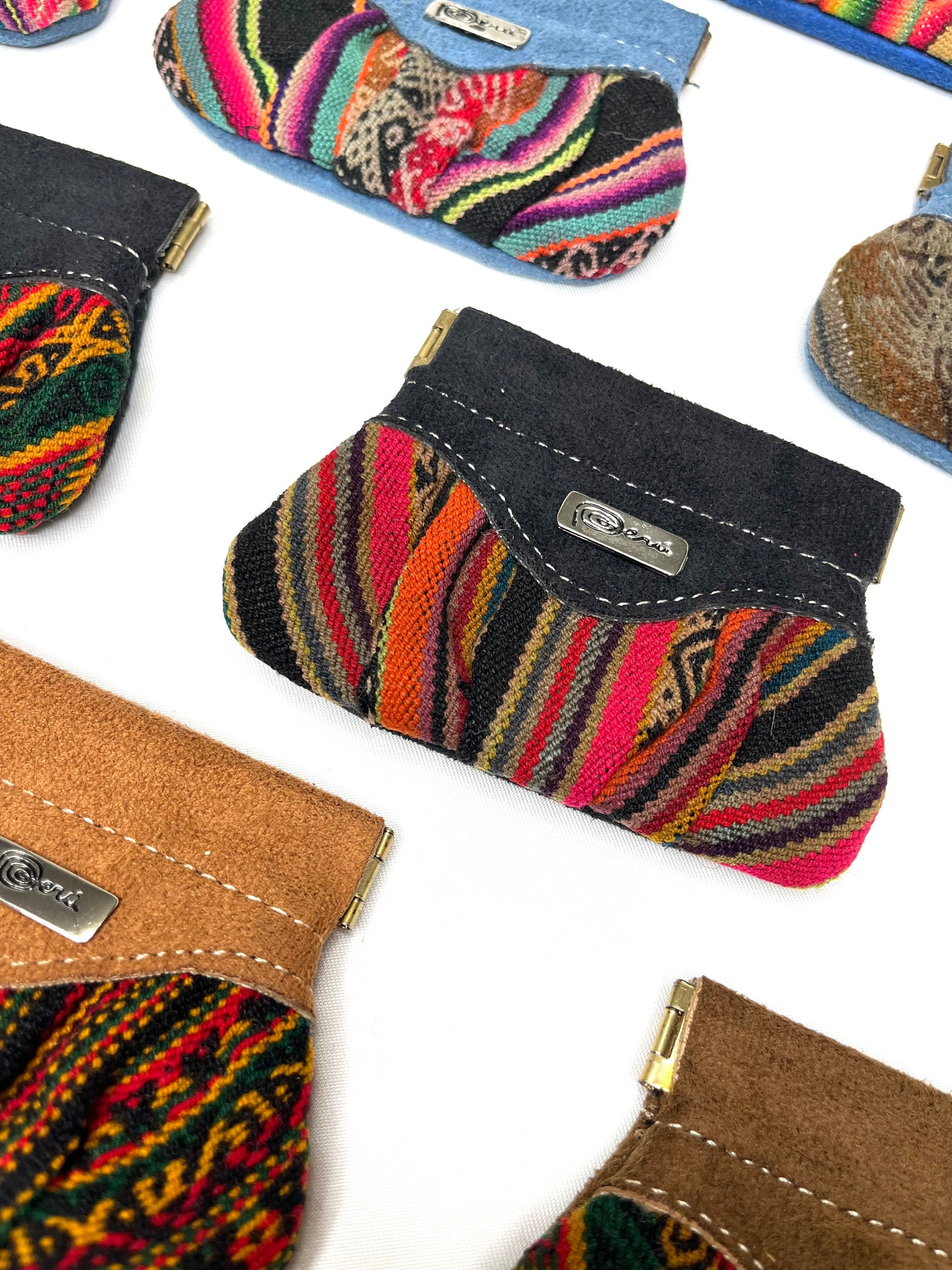 Monedero Cusco Monedero Squeeze Coin hecho en tela de manta