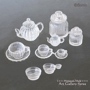 Glass Pumpkin Tableware Dish Teapot teacup Canister Collection Dollhouse Miniature Clay Resin Jewelry Clear Silicone Mold