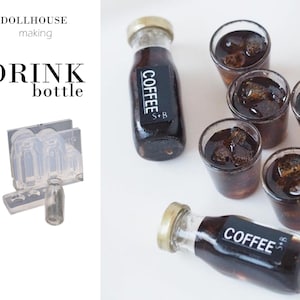 Drink Glass Bottle Dollhouse Miniature 3D Clear Silicone Casting Resin