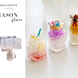 Drinking Jar Mason Mug Glass Dollhouse Miniature Clay Resin Tableware Clear Silicone Mold