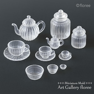 Glass Pumpkin Tableware Dish Teapot teacup Canister Collection Dollhouse Miniature Clay Resin Jewelry Clear Silicone Mold