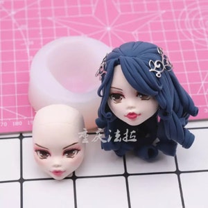 Doll Chibi Figure Statue Girl Women Face Clear Silicone Mold Fondant Sugarcraft Cake Decorating Tools Polymer Clay Handmade Craft