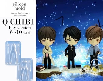 Q Teenager Chibi Boy Version - 3D Silicone Mold - 10cm Size - Fondant Sugarcraft Cake Decorating Polymer Clay Handmade Craft