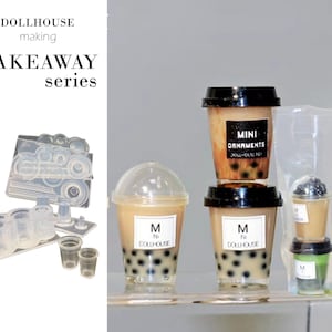 Take Away Series Cup Set Dollhouse Miniature Clay Resin Decor Tableware Clear Silicone Mold