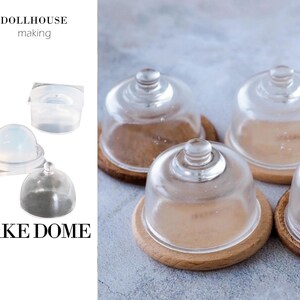 Cake Glass Dome Dollhouse Miniature Clay Resin Jewelry Nail Decor Tableware Cake Stand Display Clear Silicone Mold