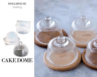 Cake Glass Dome Dollhouse Miniature Clay Resin Jewelry Nail Decor Tableware Cake Stand Display Clear Silicone Mold