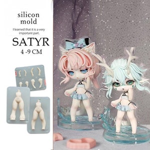 Satyr Doll Mold for Chibi Figure Sculpting - Human Body 5cm 4cm Anime Statue - Clear for Clay - Handmade