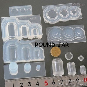 Dollhouse Miniature Clay Resin Jewelry Nail Decor Tableware Glass Bottle Jam Jar Content Clear Silicone Mold image 2